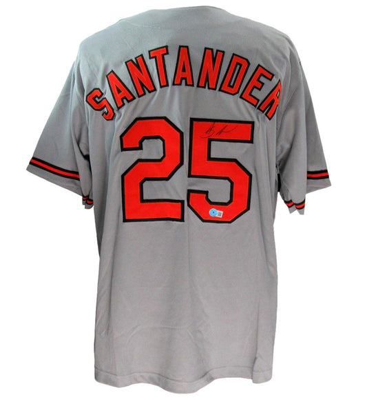 Anthony Santander Signed Gray Custom Baseball Jersey Orioles Beckett 186219