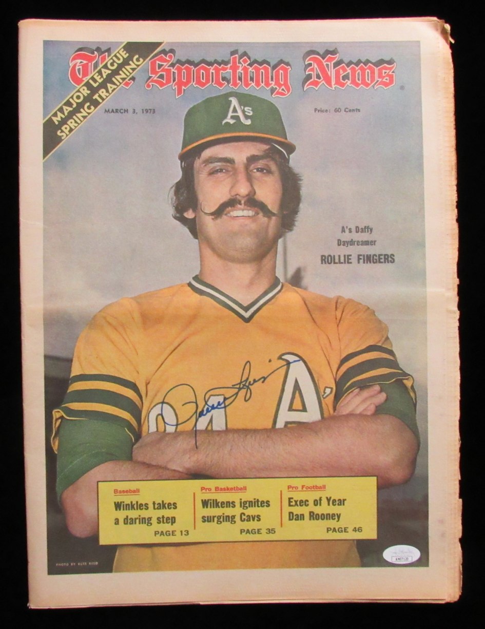 Rollie Fingers HOF Autographed 1961 Sporting News Full Newspaper A's JSA 182575