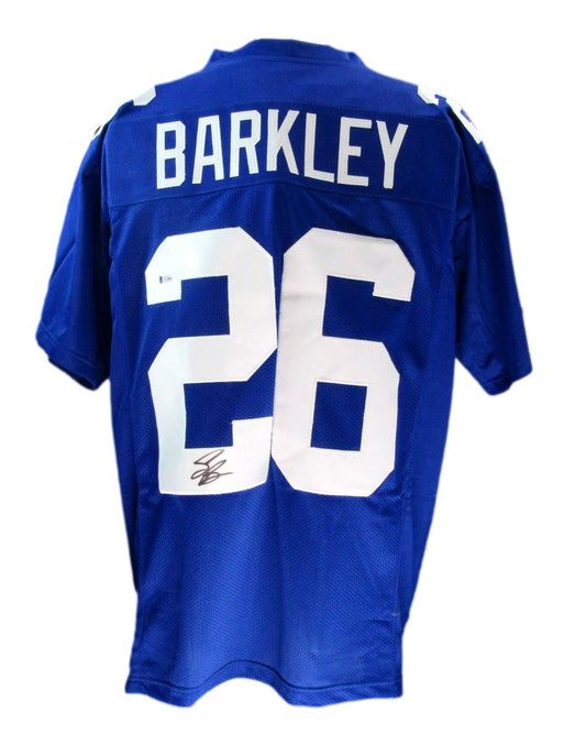 Saquon Barkley Signed/Auto Custom Blue Football Jersey NY Giants Beckett 190343