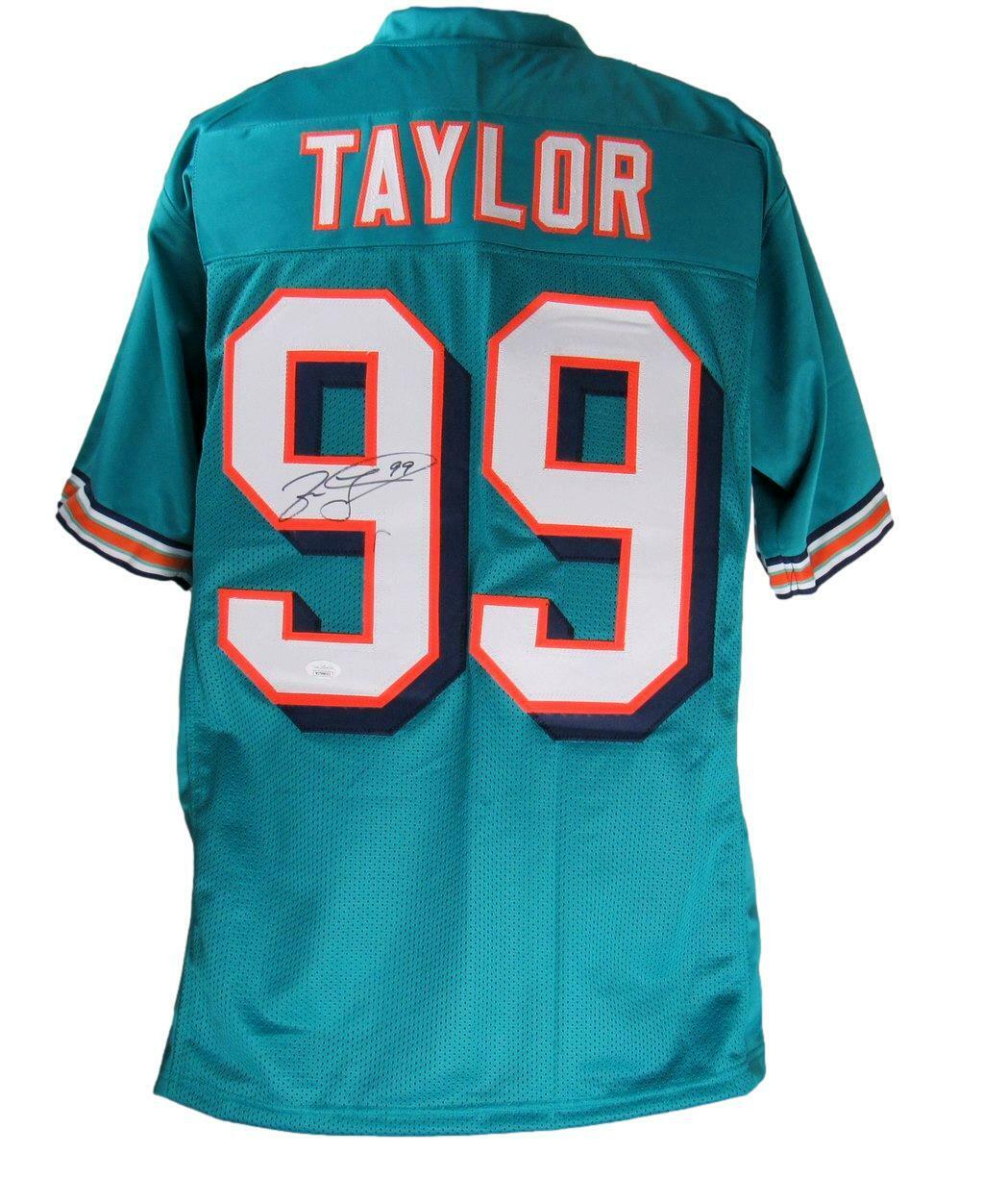 Jason Taylor HOF Signed/Auto Miami Dolphins Custom Football Jersey JSA 166135