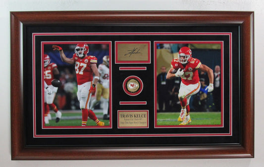 Travis Kelce Kansas City Chiefs Collage w/Laser Engraved Autograph Framed 188523