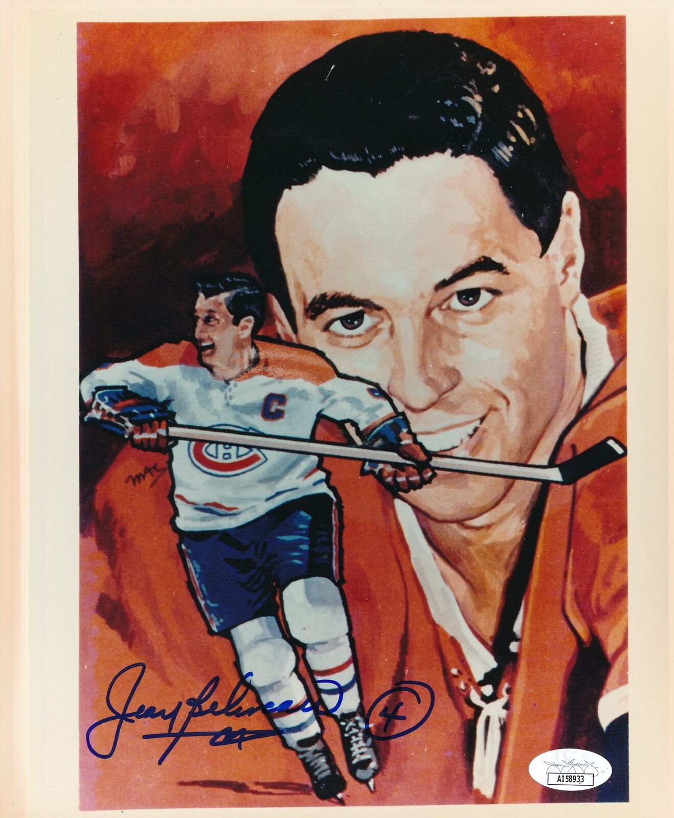 Jean Béliveau HOF.Autographed 8x10 Photo Montreal Canadiens JSA 179497