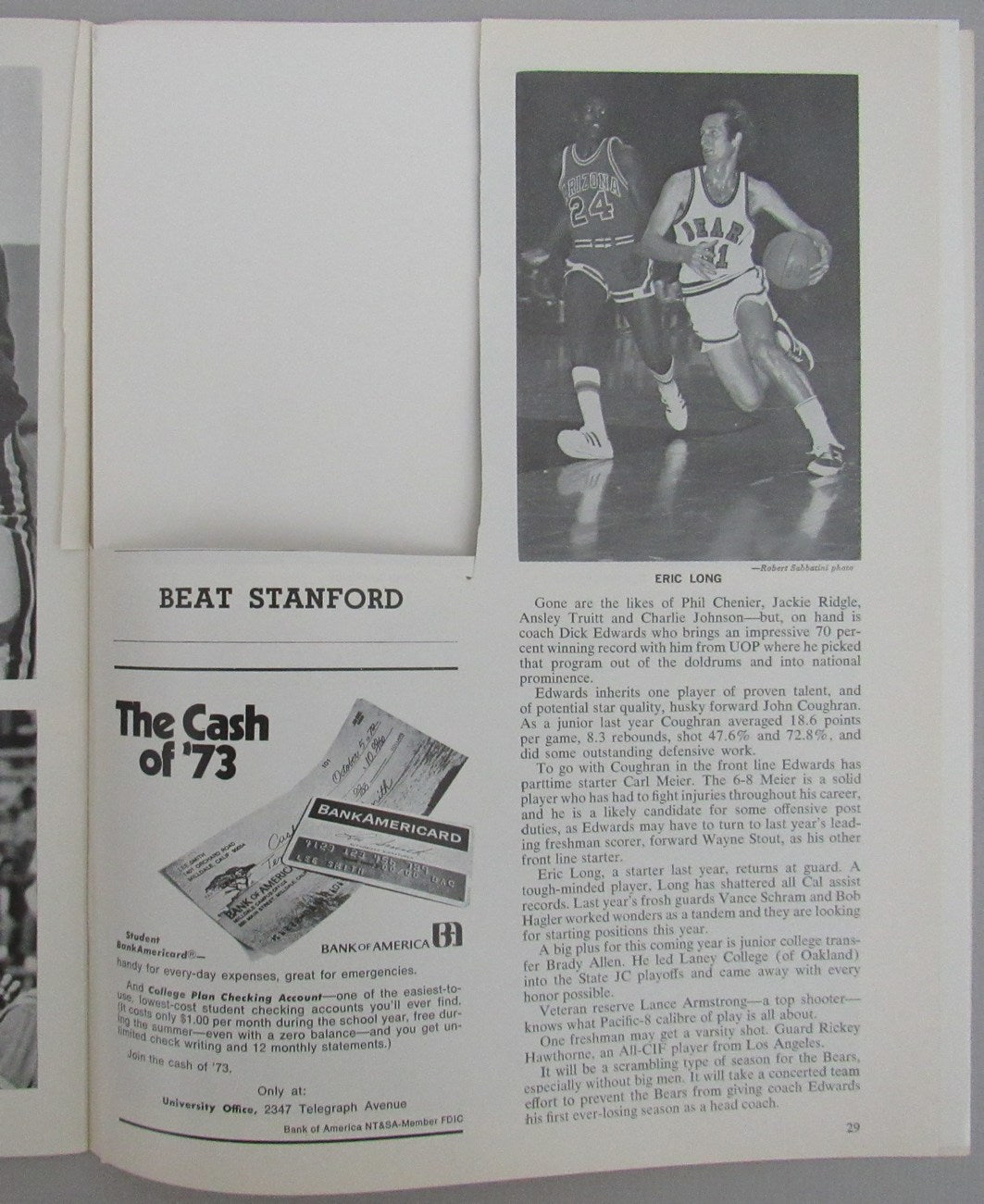 1972 California vs. Stanford College Football Game Souvenir Program 163149