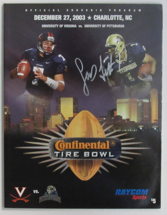 Larry Fitzgerald Signed 2003 Continental Tire Bowl Program Pitt vs. V JSA 190774