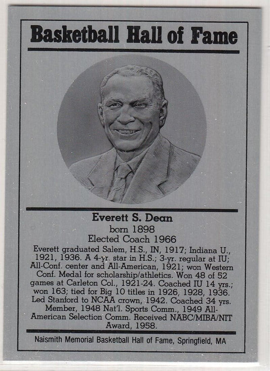 1986-2002 Basketball Hall of Fame Metallic EVERTT S. DEAN Series 12 128793