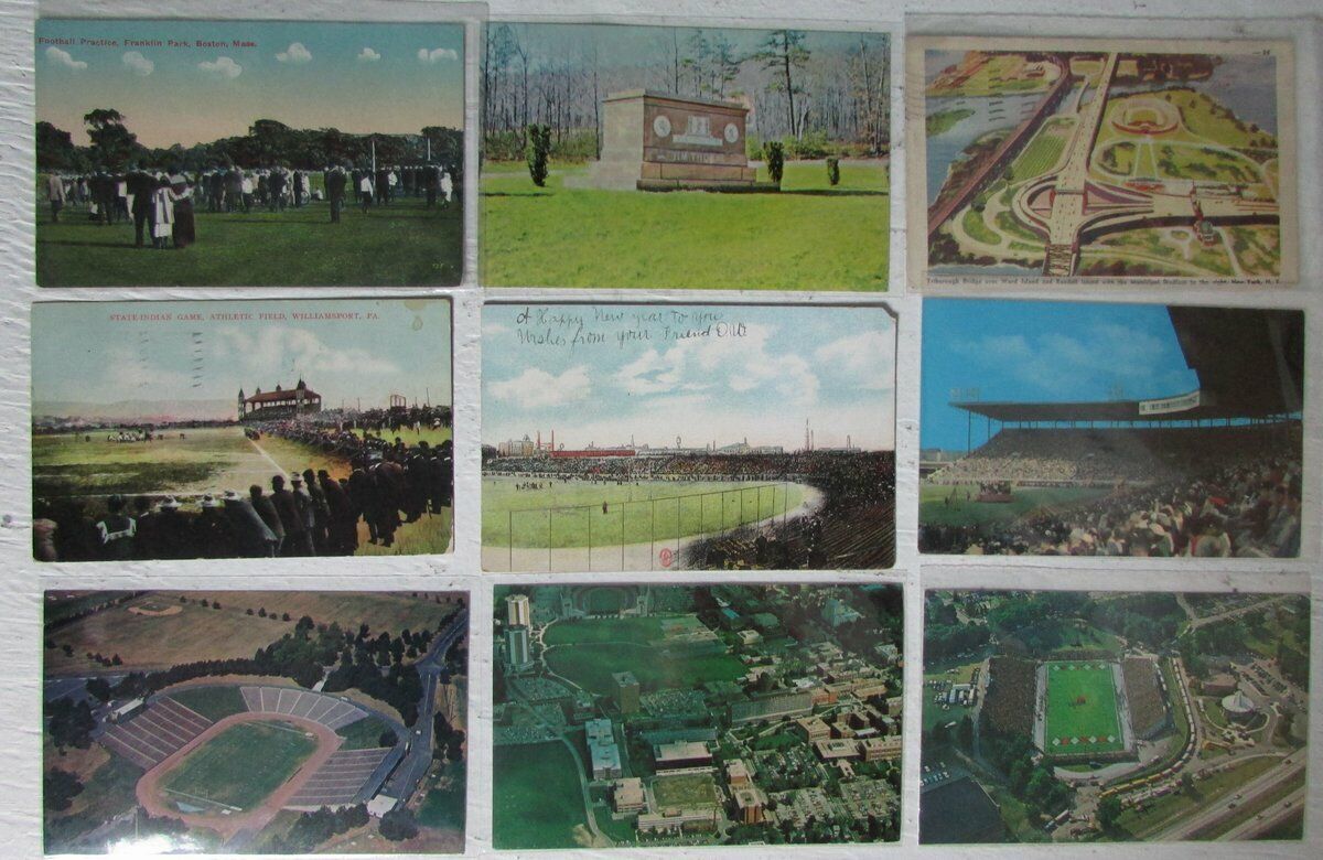 Lot of 9 Vintage Stadium Postcards incl.Rutgers/State Indian Game 147419