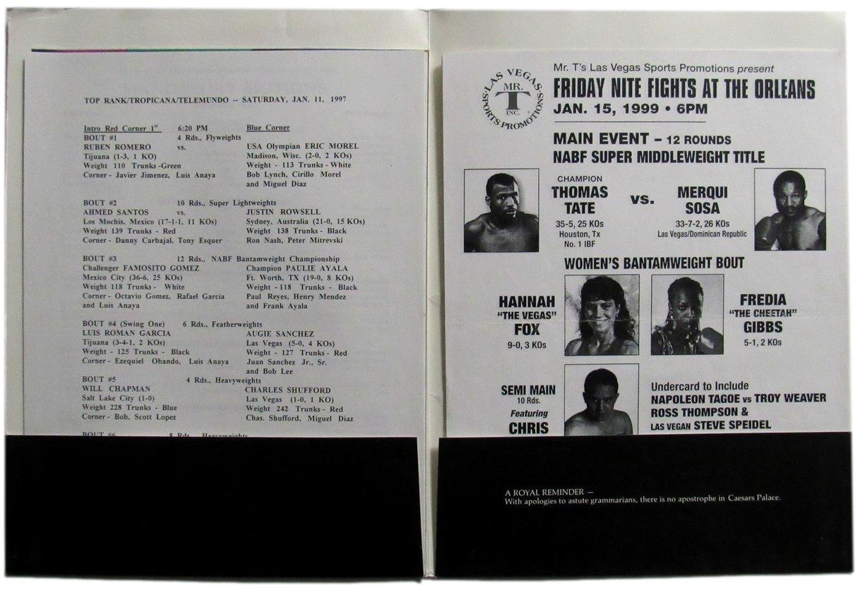 1997-1999 Miscellaneous Fight Cards Press Kit 167444