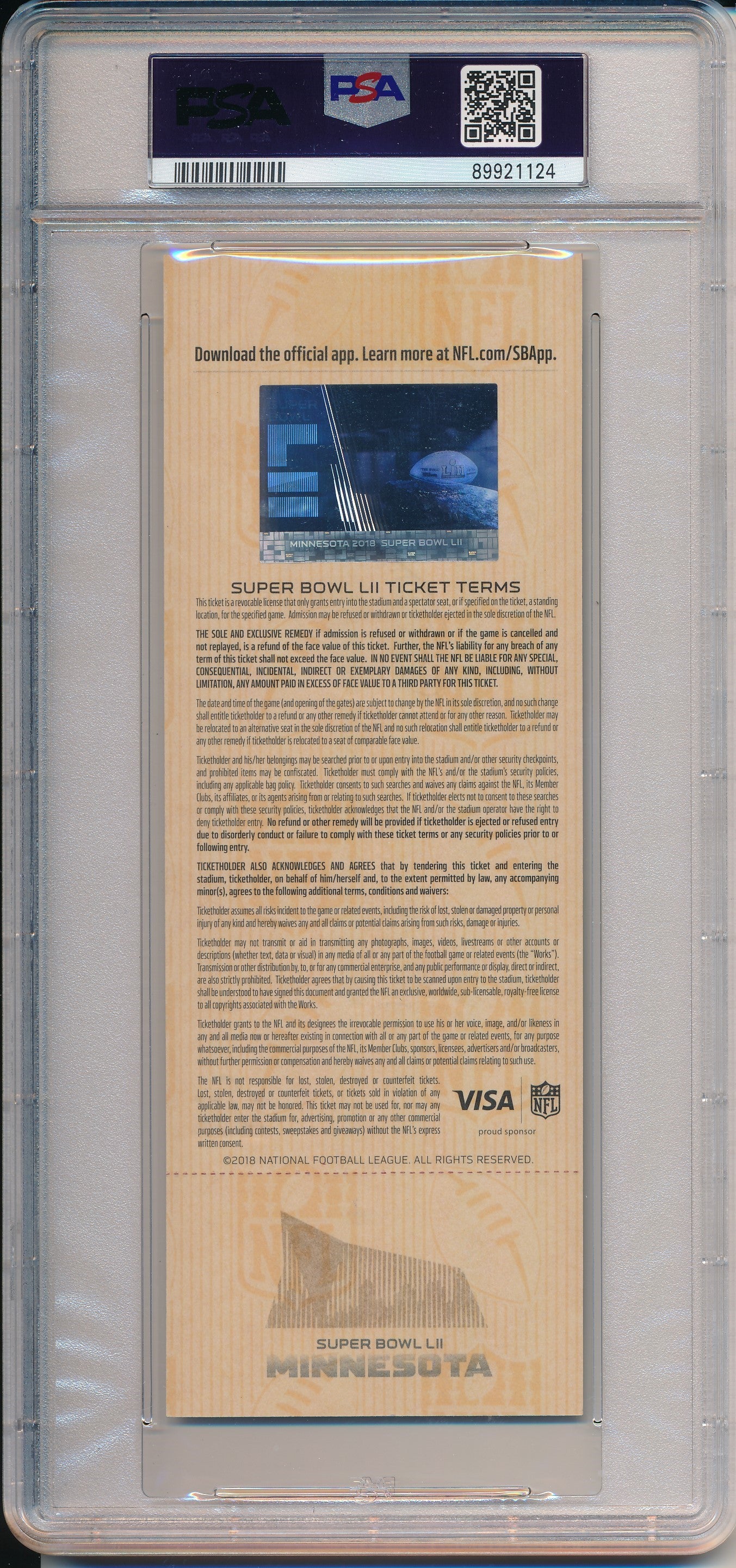 Nick Foles Signed/Inscr 2018 Super Bowl 52 LII FULL Ticket PSA/DNA AUTO 9 190093