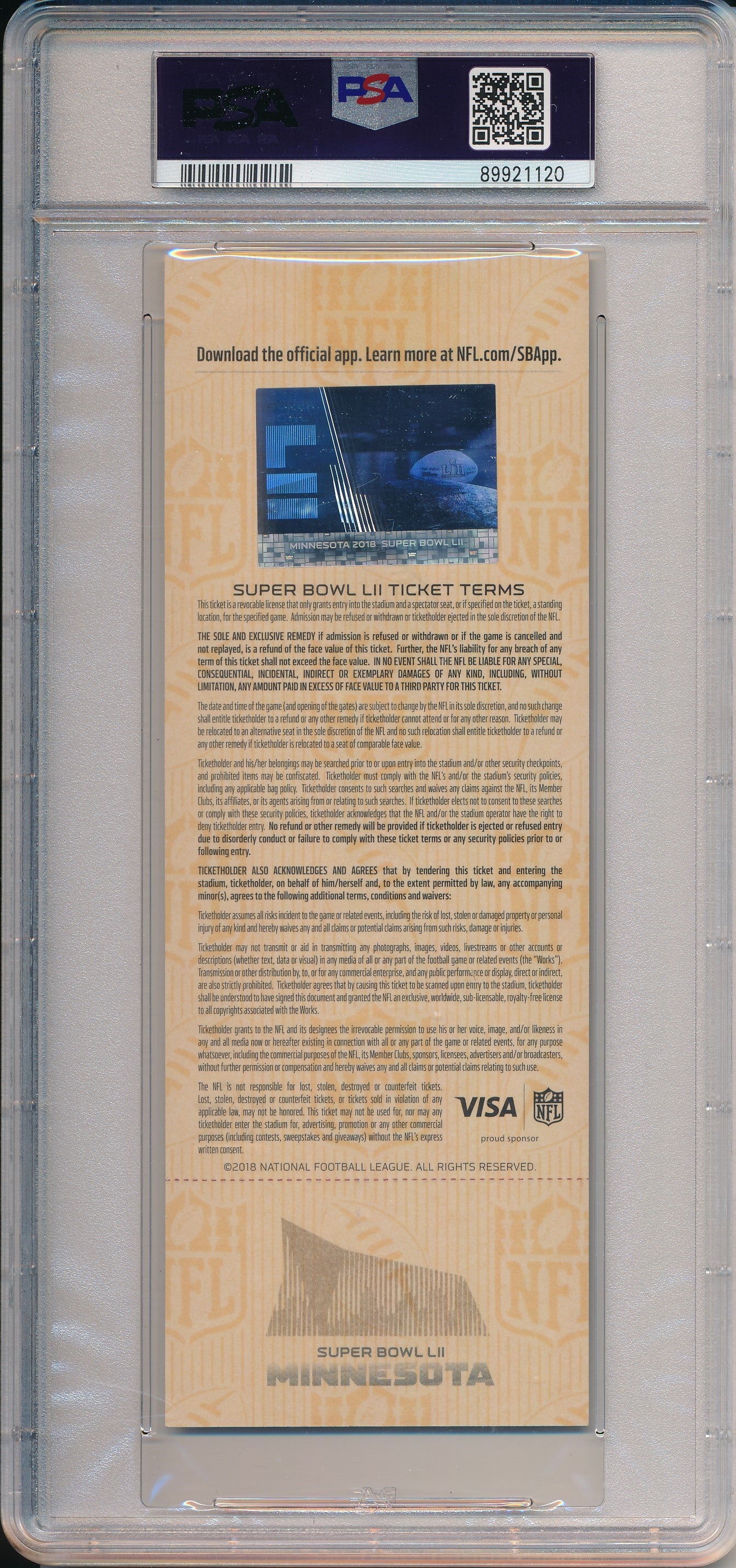 Nick Foles Signed/Inscr 2018 Super Bowl 52 LII FULL Ticket PSA/DNA AUTO 9 190095