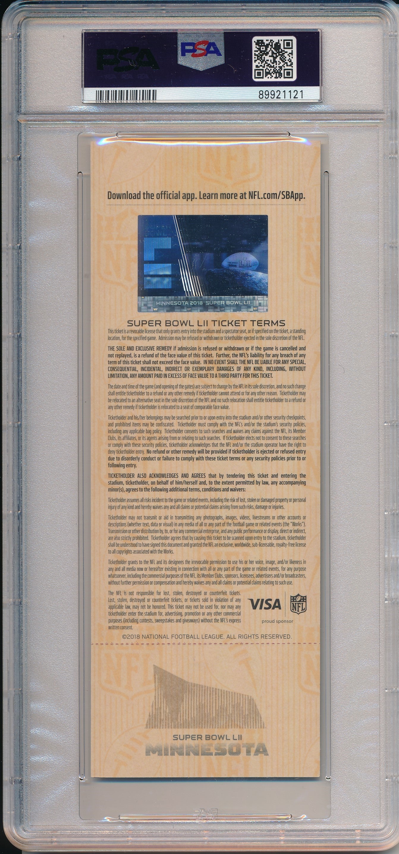 Nick Foles Signed/Inscr 2018 Super Bowl 52 LII FULL Ticket PSA/DNA AUTO 9 190096