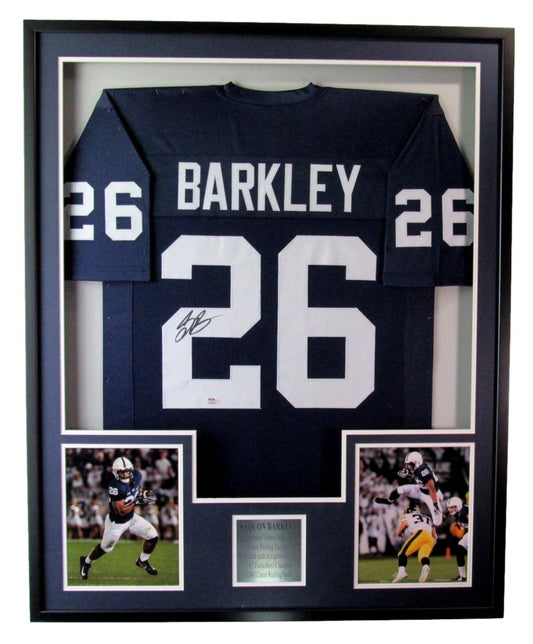 Saquon Barkley Signed/Auto Navy Football Jersey Penn State Framed PSA/DNA 191736