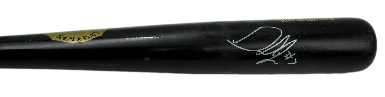 Daniel Johnson Autographed Sam Bat Game Used Cracked Baseball Bat Indians