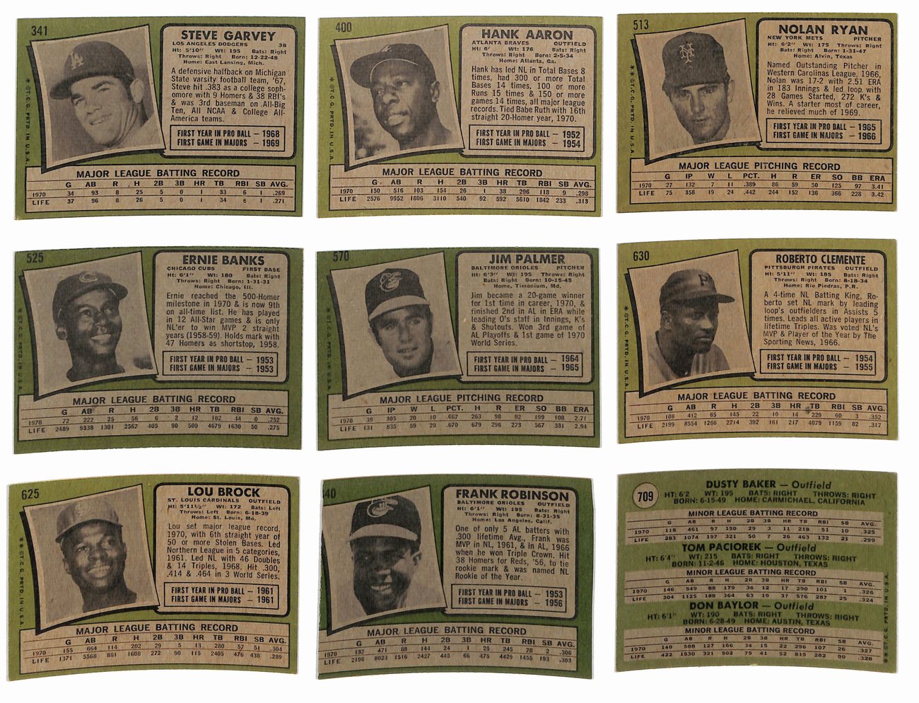1971 Topps Baseball Card Complete Set (1-752) Clemente Aaron Ryan Bench 189640