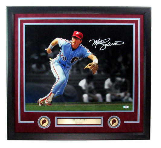 Mike Schmidt HOF Signed/Autographed 16x20 Photo Phillies Framed PSA/DNA 192186