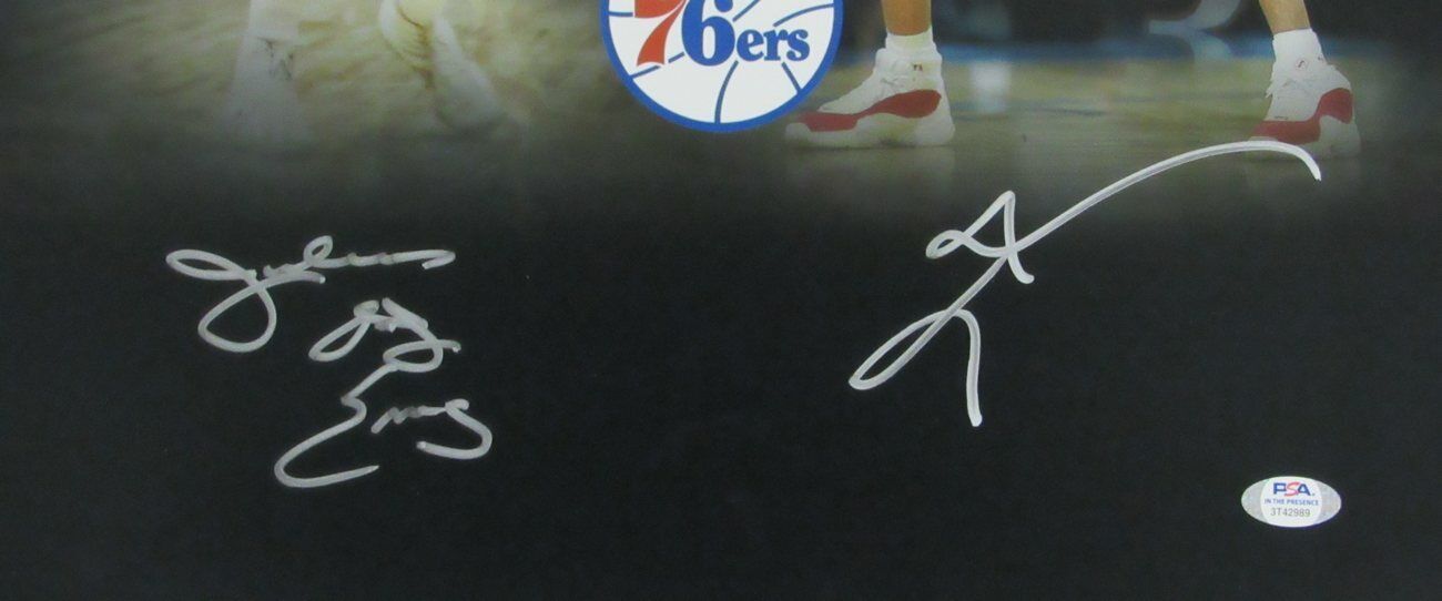 Julius Erving/Allen Iverson HOF 76ers Dual-Signed 16x20 Photo PSA/DNA 167252