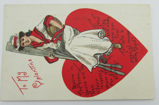 Vintage Postcard postmarked 1909 "To My Valentine" with cupid poem 140037