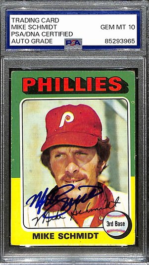 1975 Topps Mike Schmidt Phillies #70 Card Signed PSA/DNA GEM MINT 10 187945