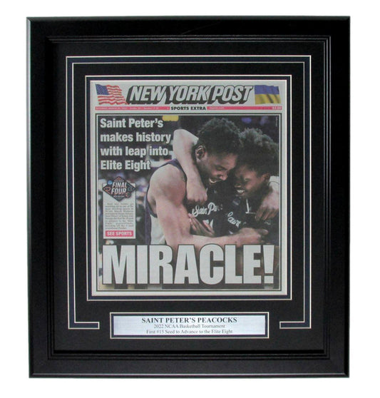 New York Post Newspaper Saint Peter's Peacocks 2022 NCAA Basketball Framed