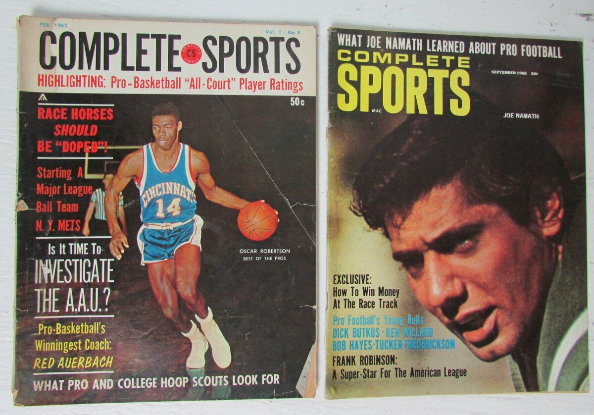 Lot of 5 Complete Sports Magazines '62-'72 Namath/Big O/Jabbar Covers 146655