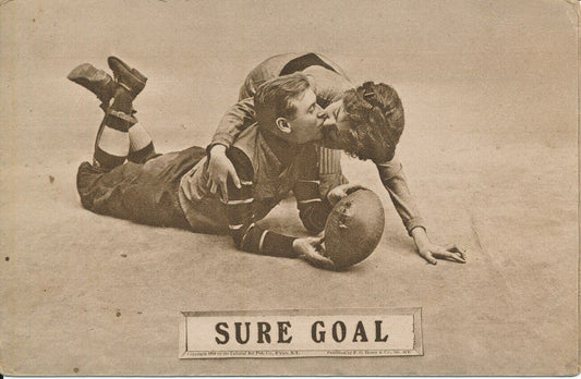 Vintage 1910 Risque Football Themed Post Card with "Sure Goal" 148980