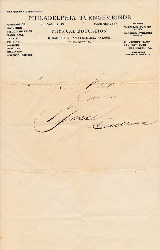 Jesse Owens Autographed/Inscribed "Best Wishes From" Letter Beckett 179565