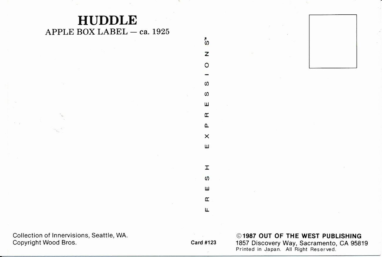 Vintage 1987 Football Themed Post Card with "Huddle Brand Apples" 149160