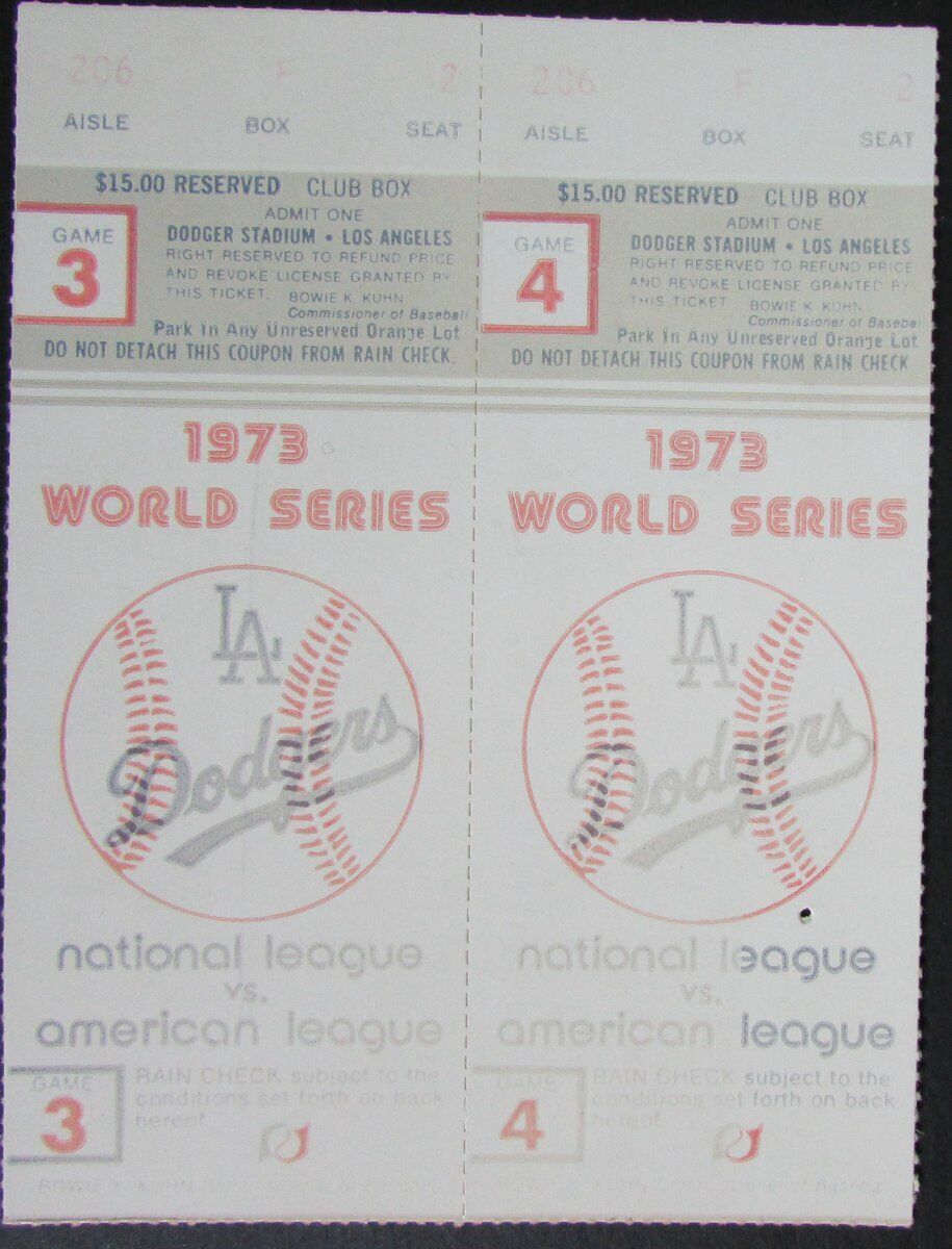 Three Los Angeles Dodgers Phantom World Series Full Tickets '73 & '83 145450