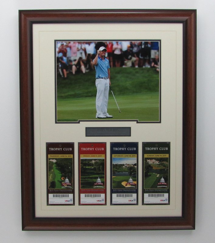 Rory McIlroy 2011 US Open 1st Major Win at Congressional CC Unsigned Framed Ticket Collage