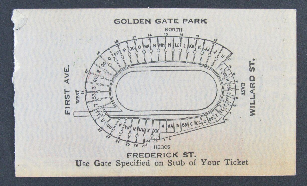 1939 East West Shrine Game Ticket Stub Kezar Stadium SF, Californina 1/2/39