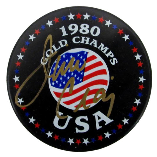 Jim Craig Signed/Auto Hockey Puck 1980 Gold Champs Miracle on Ice JSA 186357