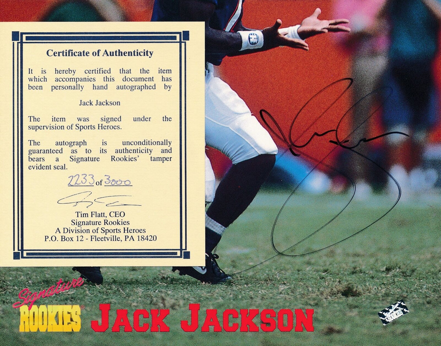 Jack Jackson Autographed Signature Rookies 2233 of 3000 8x10 Photo Florida