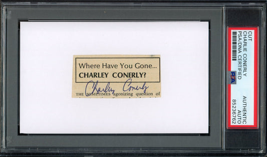 Charlie Conerly HOF Signed Cut Photo on 3x5 Card Giants PSA/DNA 188270