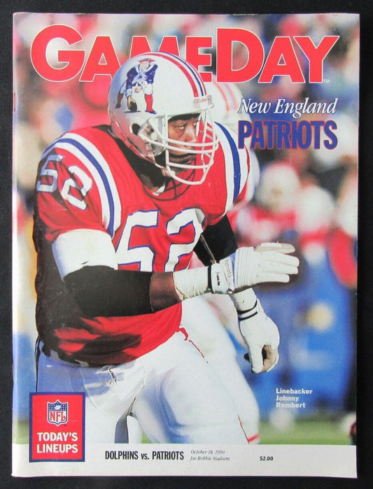 1990 Miami Dolphins vs. New England Patriots Program Johnny Rembert 10/18