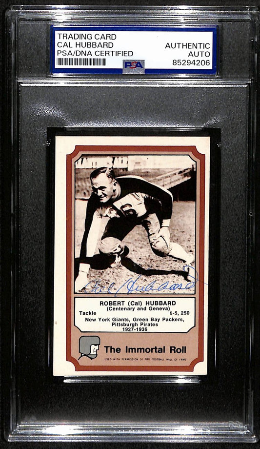 Cal Hubbard HOF Signed/Auto 1975 Fleer Immortal Roll Card Packers PSA/DNA 190603