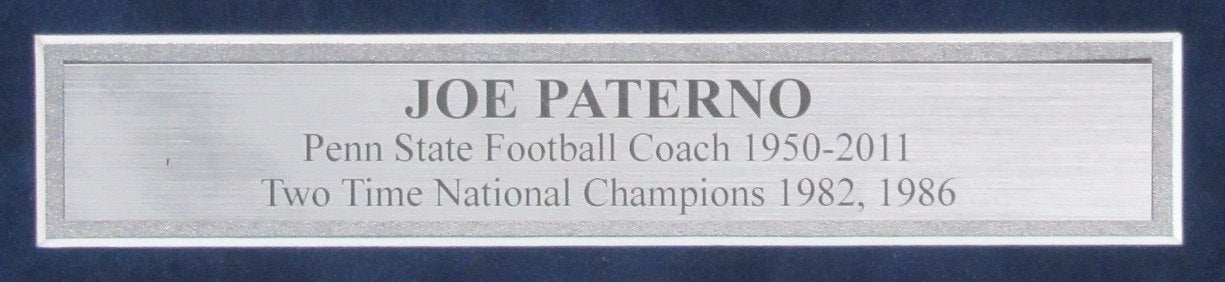 Joe Paterno Signed/Inscribed Cut Card w/ Photo Penn State Framed PSA/DNA 187181