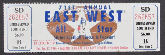 1996 East vs. West Shrine Game Ticket Stub Stanford Stadium  1/13/96