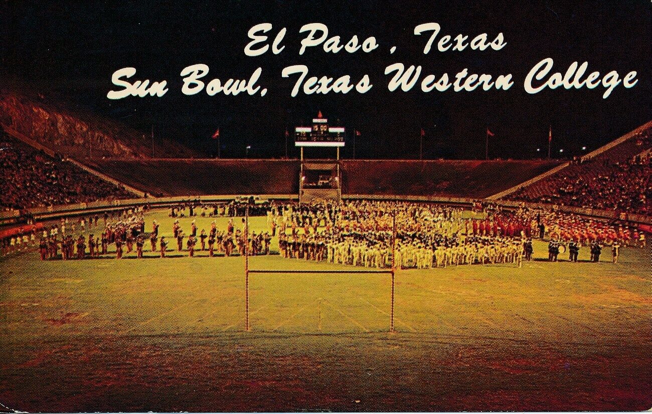 Vintage 1965 Football Themed Post Card of Sun Bowl, El Paso, Texas 149137