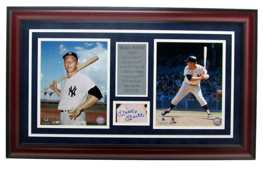 Mickey Mantle New York Yankees Signed 8x10 Photo Collage Framed MLB Holo 147609