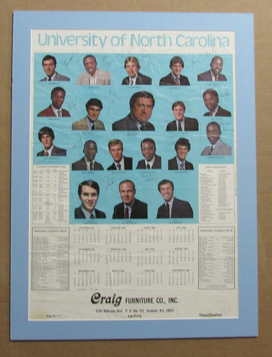 Michael Jordan full signature 1981-82 UNC multi-signed Team Schedule Poster JSA