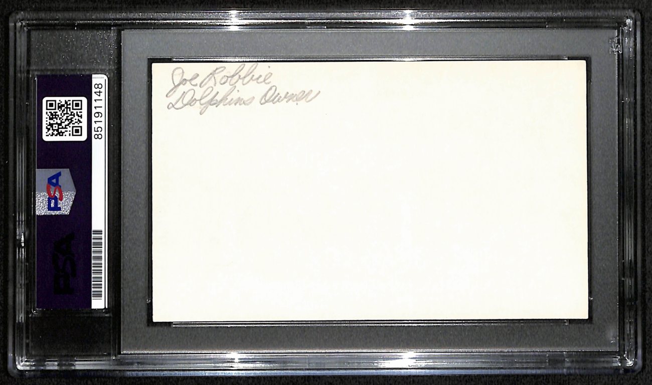 Joe Robbie HOF Signed/Auto 3x5 Index Card Miami Dolphins Owner PSA/DNA 187488