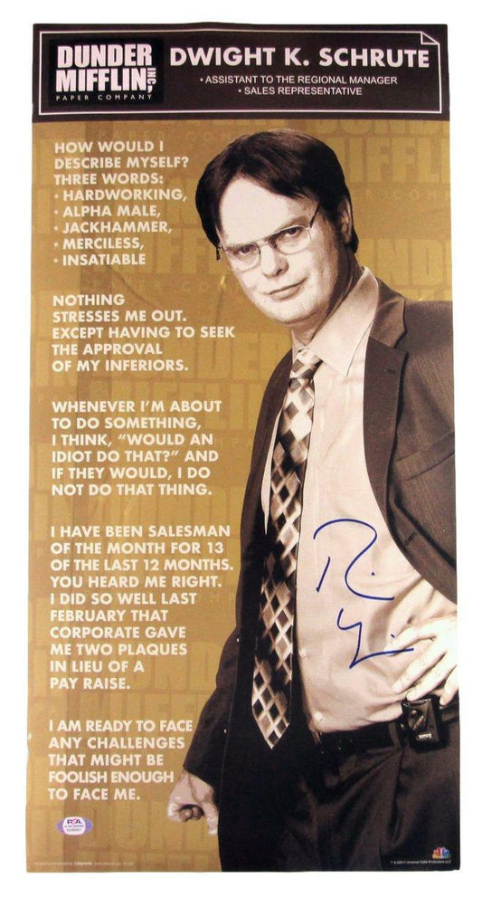 Rainn Wilson Signed Dwight Schrute 24x12 The Office Poster Quotes PSA/DNA 160477