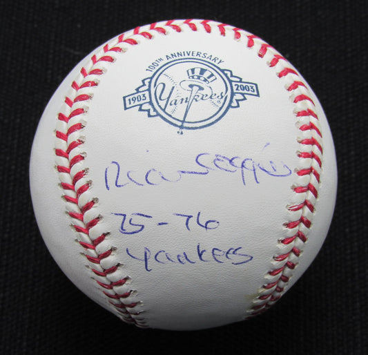 Rich Coggins Signed/Auto Yankees 100th OML Baseball JSA Inscr 186863