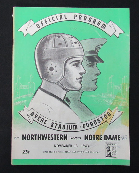 November 13, 1943 Northwestern vs. Notre Dame Football Game Program 186009