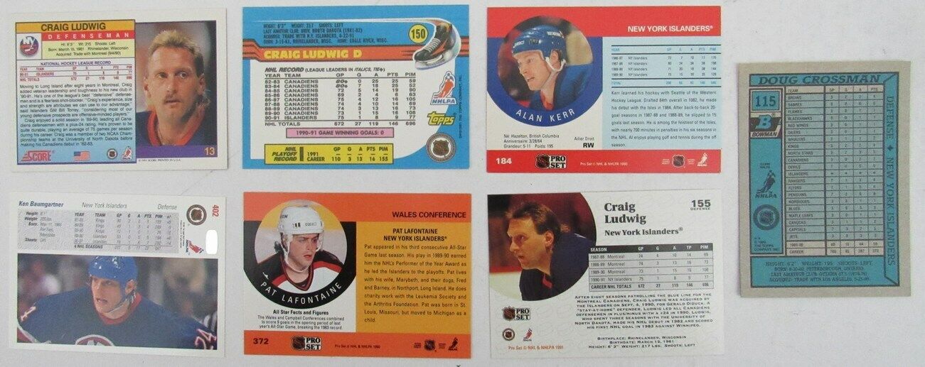 Lot of 7 Signed/Autographed New York Rangers 1990-91 NHL Trading Cards 159336