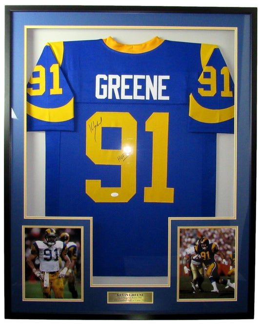 Kevin Greene HOF LA Rams Signed Jersey w/ Photos Framed JSA 157655