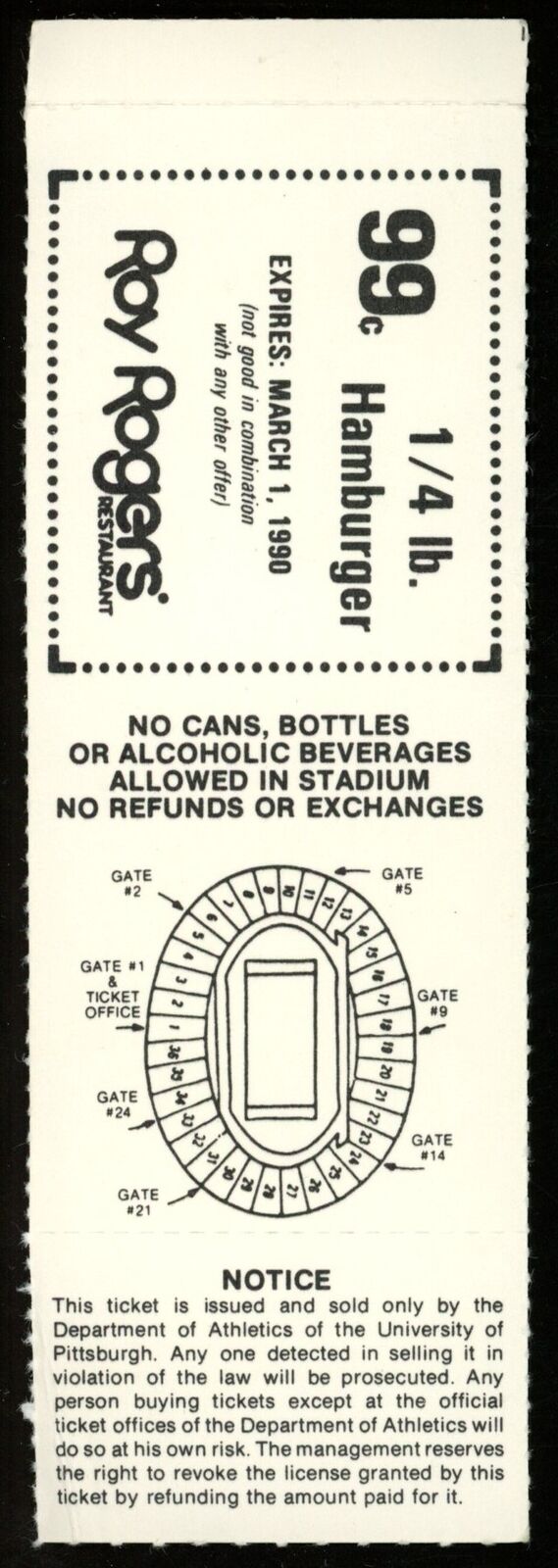 September 23, 1989 Pitt vs. Syracuse College Football Game Full Ticket