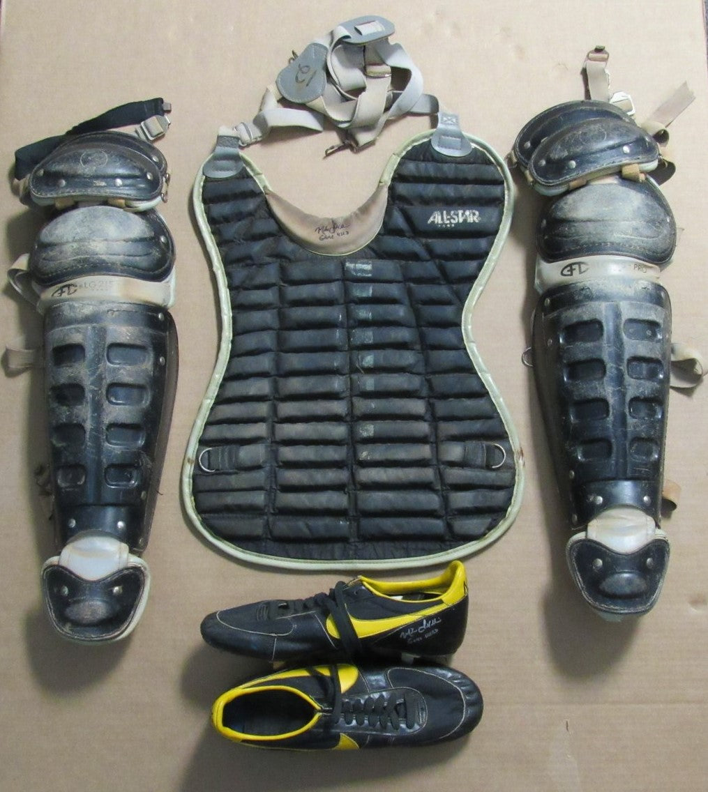 Mike LaValliere Pirates Signed/Insc Game-Used Catcher's Gear and Cleats 189185