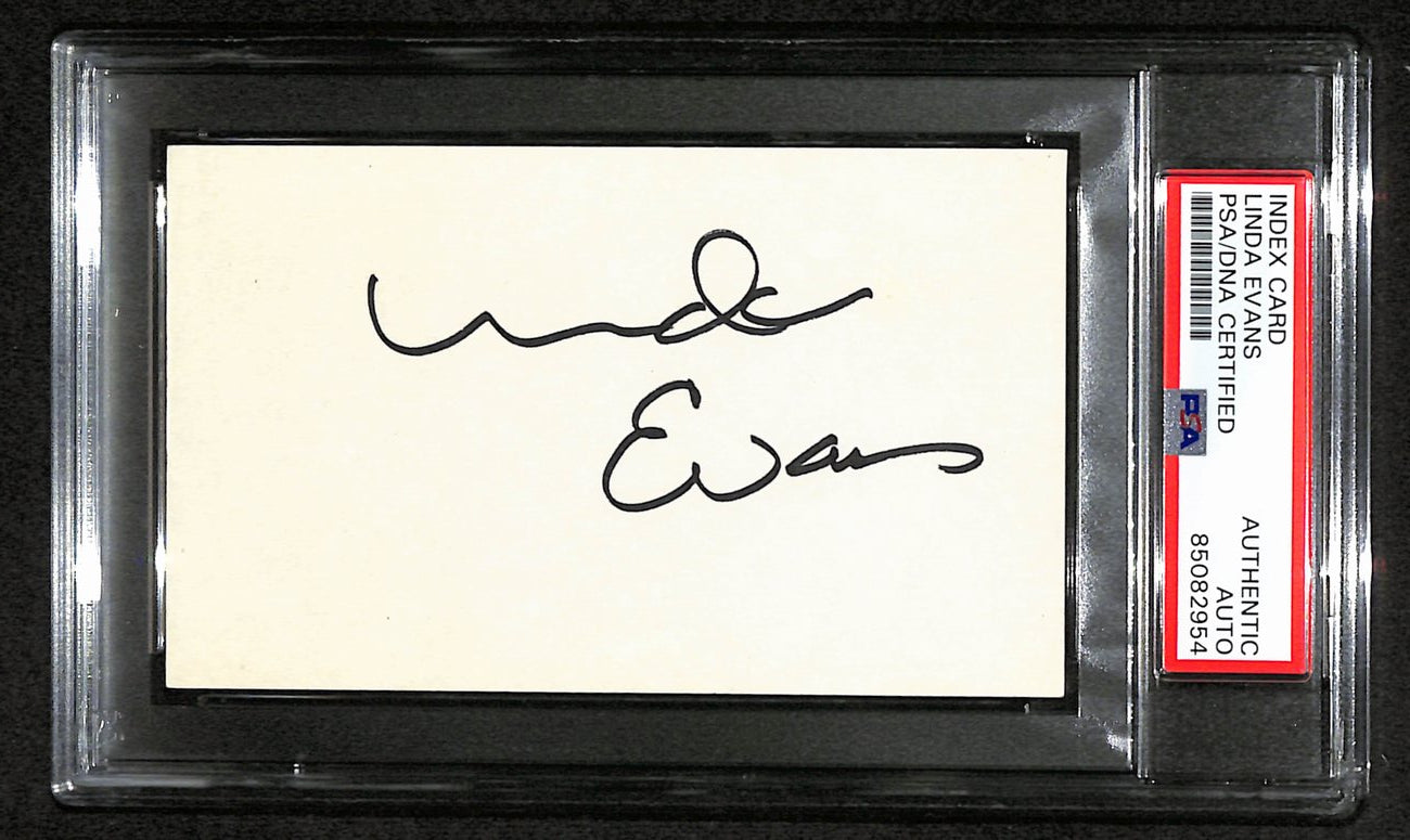 Linda Evans Signed 3x5 Index Card Actress "Dynasty" PSA/DNA 184362