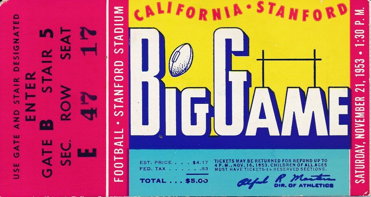 1953 USC Trojans vs. Stanford Football Game Ticket Stub 148456