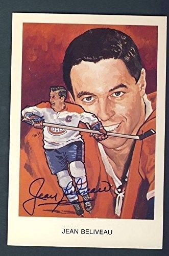 Jean Beliveau Canadiens Hockey HOF Signed Postcard 121915 PSA/JSA PASS